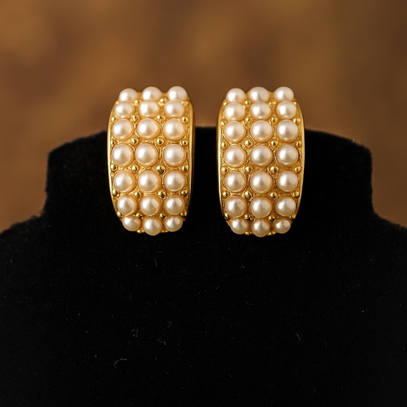 ✨ Vintage E. Pearl Signed Hugger Earrings – Lot of 3 Pairs - Picture 6 of 12